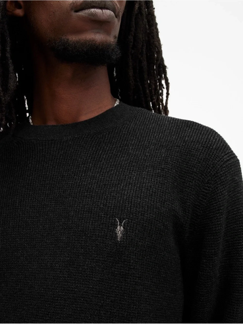 All Saints Men's Black Crewneck Sweater 100% merino L/ XL